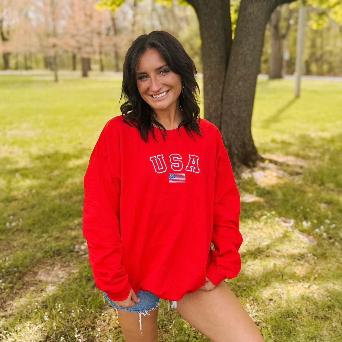 USA Embroidered Crewneck
