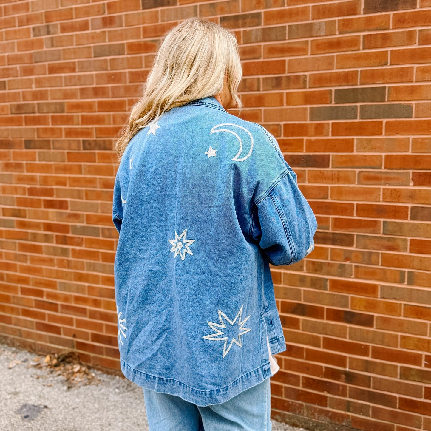 Oversized Embroidered Denim Jacket