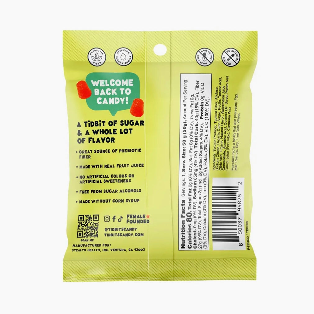 TiDBiTS Sour Watermelon Prebiotic Gummy Candy