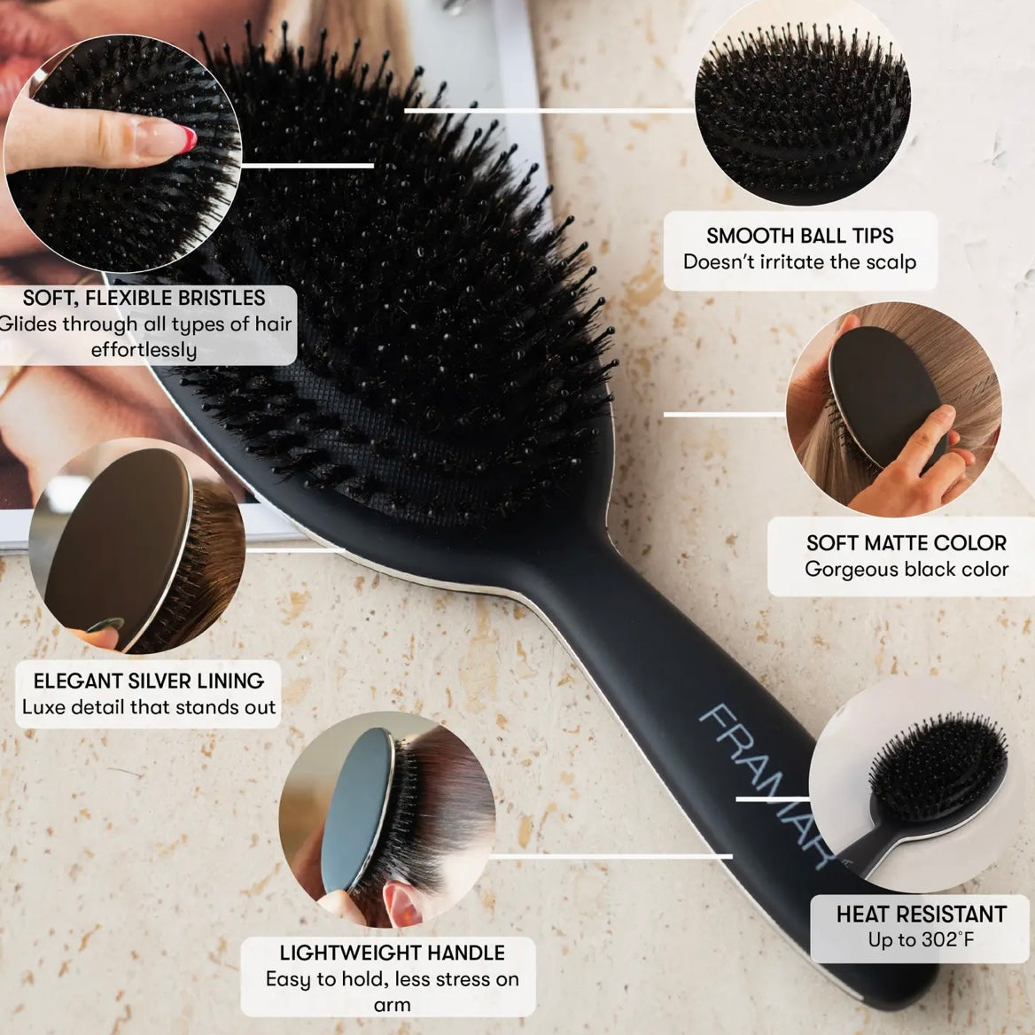 Framar Boar Bristle Hair Brush