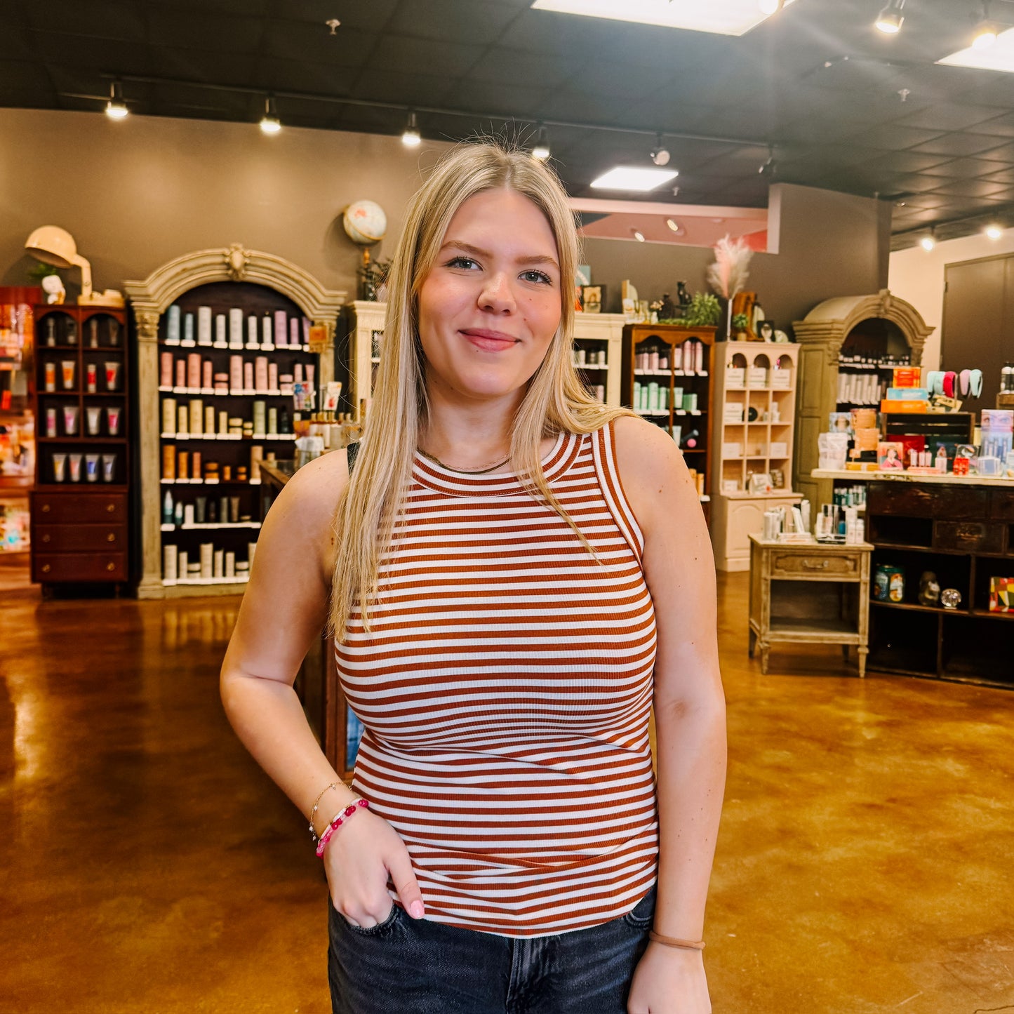 Striped Fitted Tank Top