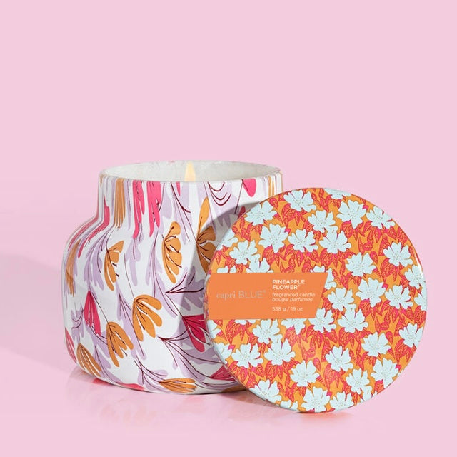 Capri Blue Pineapple Flower Pattern Play Candle