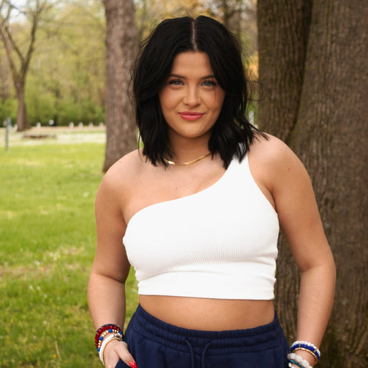 Ribbed One Shoulder Crop