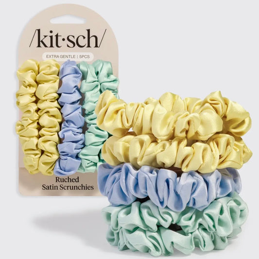 / Kit•sch / Ruched Satin Scrunchies-5pc