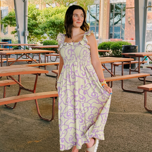 Ruffle Smocked Midi Dress