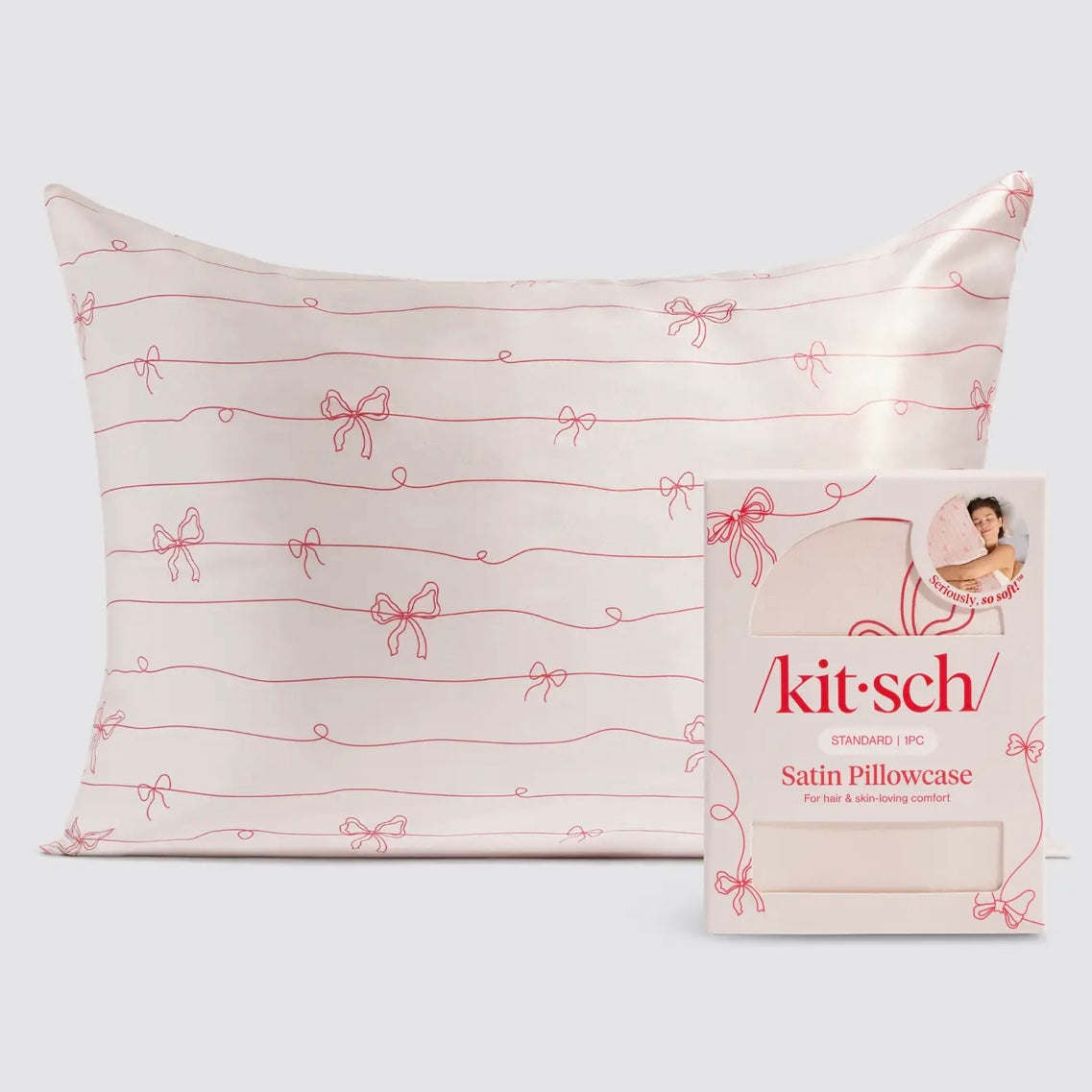 / Kit • sch / Holiday Satin Pillowcase-Striped Bows