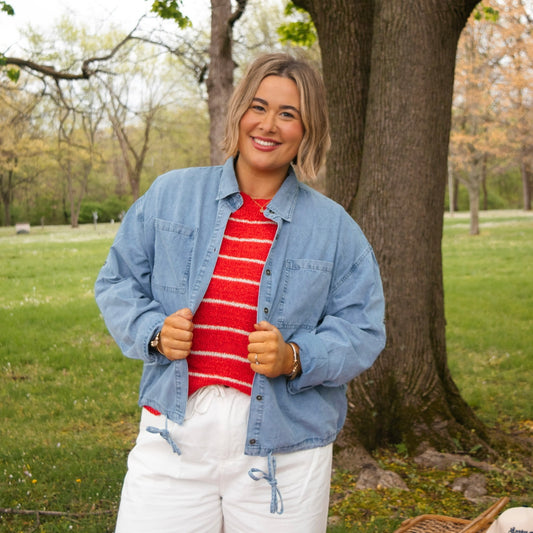 Denim Drawstring Crop