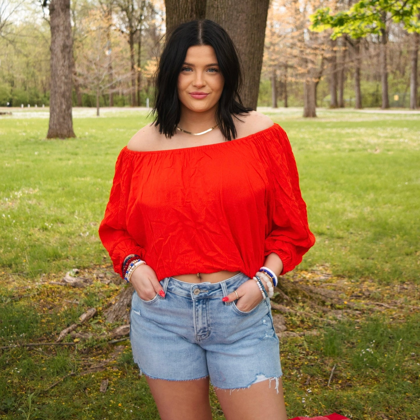 Off-Shoulder Balloon Sleeve Top