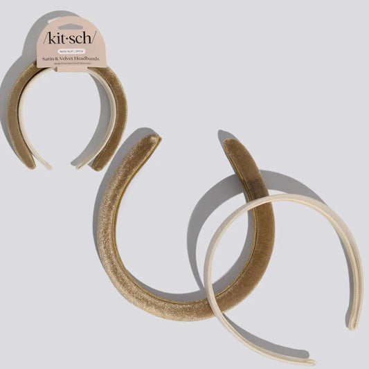 / Kit • sch / Cream & Camel Satin & Velvet Headbands