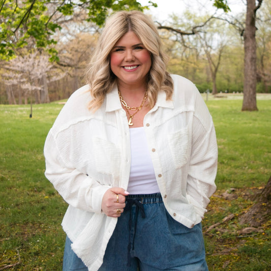 Mineral Washed Gauze Button Down Shirt