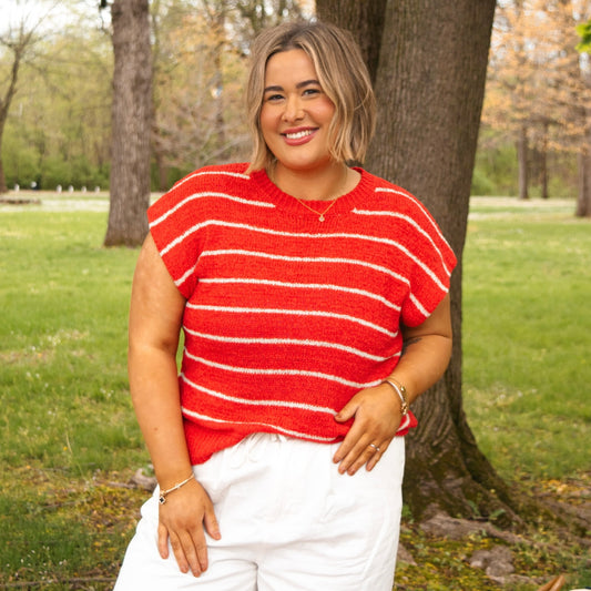 Striped Cap Sleeve Sweater