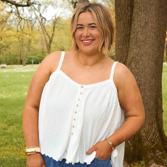 Button Up Textured Tank