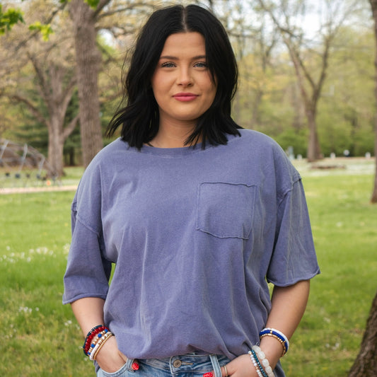 Short Sleeve Front Pocket Tunic Tee