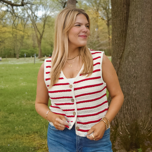 Striped Button Vest