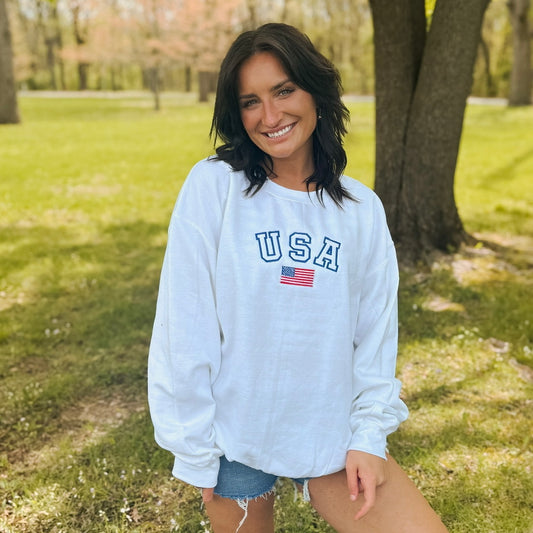 USA Embroidered Crewneck