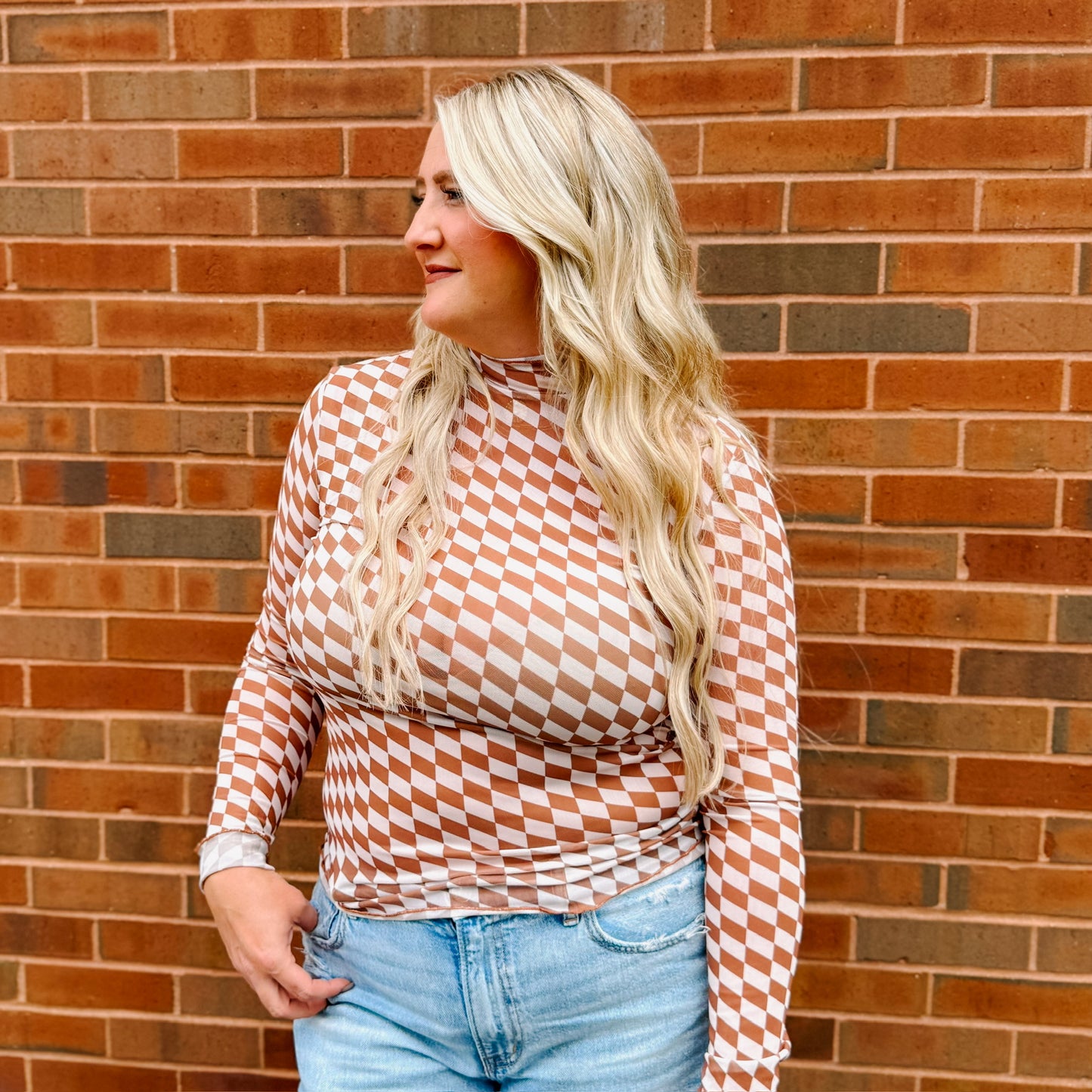 Checkered Mesh Top