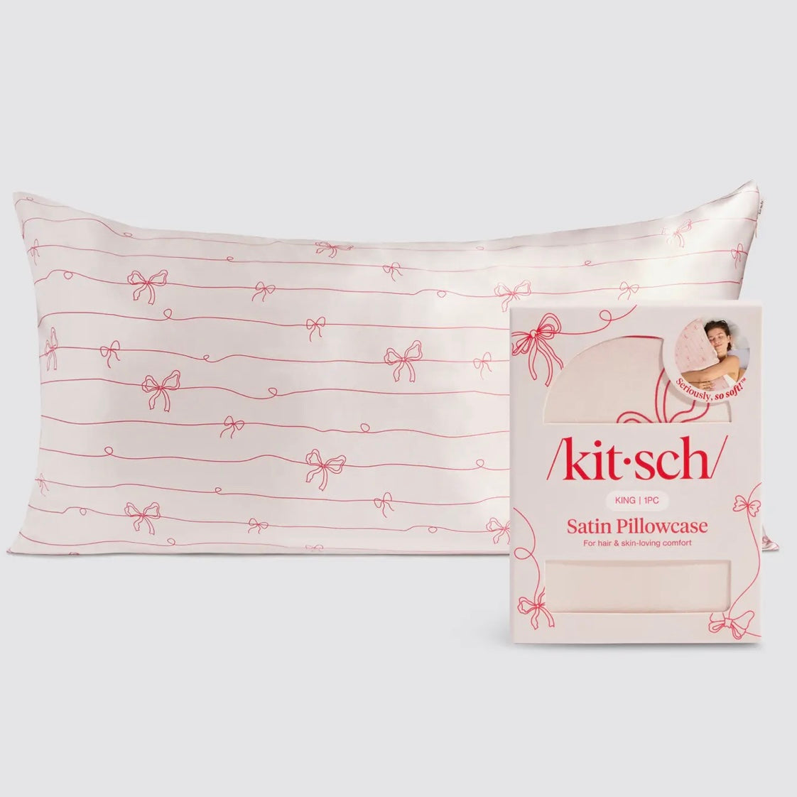 / Kit • sch / Holiday Satin Pillowcase-Striped Bows