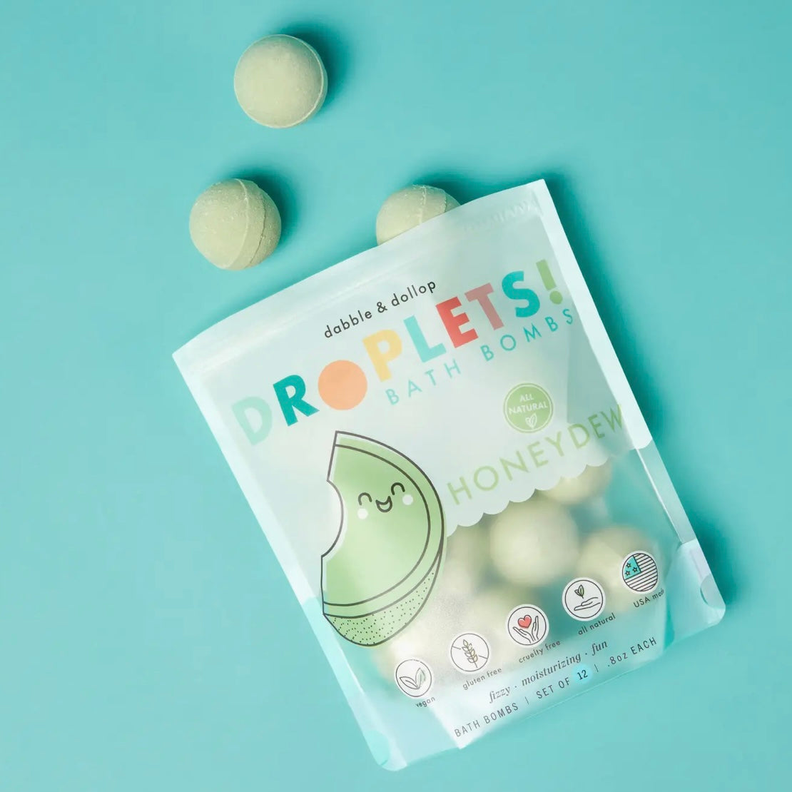 All-Natural Mini Honeydew Bath Bombs